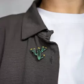 Брошь 3-3827-Y ювелирный сплав Кактус_1