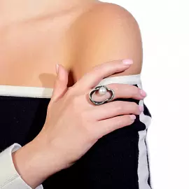 Кольцо один камень 51232S1B серебро_1