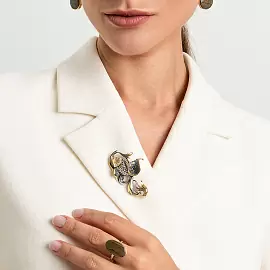 Брошь BO080258NIN-B серебро Рыбы_1