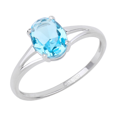 Кольцо один камень К-1059 топ серебро