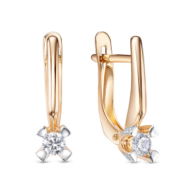 Серьги один камень 1207975 золото