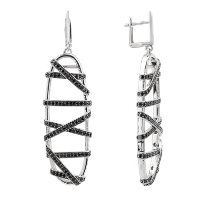 Серьги подвесные C02285 серебро
