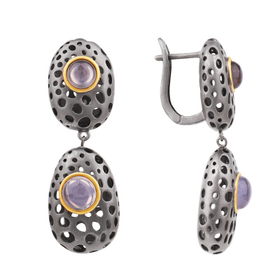 Серьги подвесные C02304 серебро