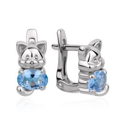 Серьги 2340С36507-70 серебро Кот