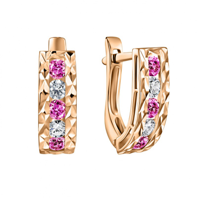 Серьги дорожка СргЛ58.РозФбцФ.з585 золото