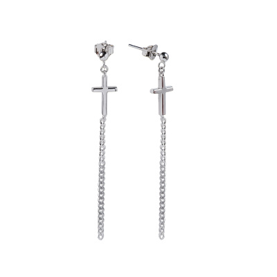 Серьги подвесные E01105r серебро Крест