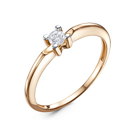 Кольцо один камень 1107979 золото