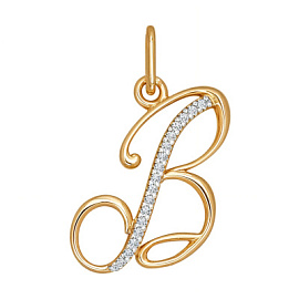 Подвеска буква П-781В золото Буква В