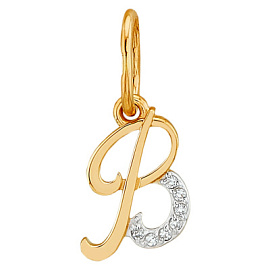 Подвеска буква 17295 В золото Буква В