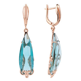 Серьги подвесные 3372 акв золото