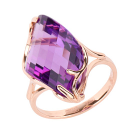 Кольцо один камень 2268-1 ам золото