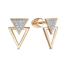 Серьги пусеты 0503953 золото Треугольник