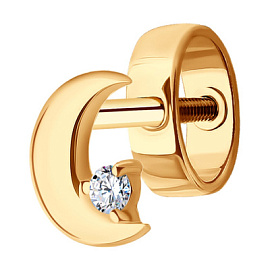 Серьги пусета одиночная 170045 золото Месяц