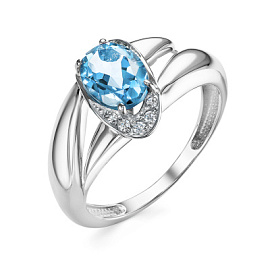 Кольцо один камень 1-1144 топ серебро