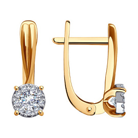 Серьги один камень 0200285 золото