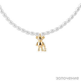 Бусы чокер К-210W-1М-38 ювелирный сплав Мишка