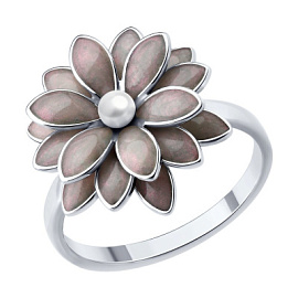 Кольцо 94014648 серебро Цветок