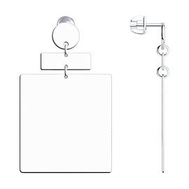 Серьги подвесные 94025547 серебро Квадрат