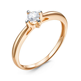 Кольцо один камень 1108001 золото