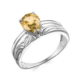 Кольцо один камень 1-1172 цит серебро