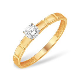 Кольцо один камень К13221732 золото