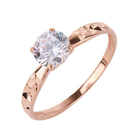 Кольцо один камень ДК-011А золото