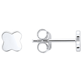 Серьги пусеты LLE607 серебро Клевер