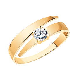 Кольцо один камень 11108 золото