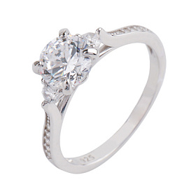 Кольцо один камень LLR598           серебро