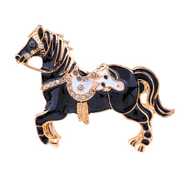 Брошь 341110081b ювелирный сплав Лошадь