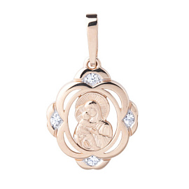 Подвеска религиозная христианская ладанка 17921 золото Владимирская Божья Матерь