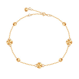 Браслет на ногу Т100601455-1-23 золото Круг