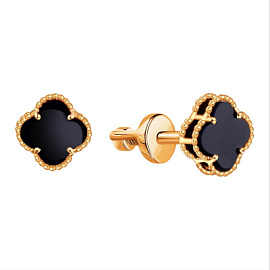 Серьги пусеты Т10302Г613 золото Ван Клиф