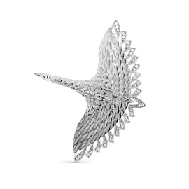 Брошь 5-108-7900 серебро Журавль