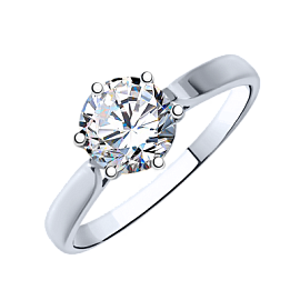 Кольцо один камень б1954 золото