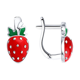 Серьги 94027078 серебро Клубника