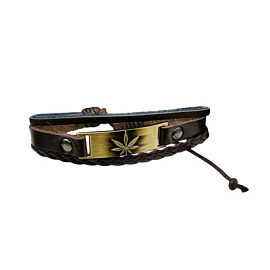 Браслет кожа, каучук 321110039br ювелирный сплав Лист