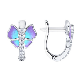 Серьги 94026886 серебро Бабочка