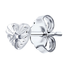 Серьги пусета одиночная 94170396 серебро Сердце