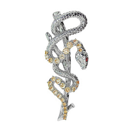 Брошь 3V-7178-W ювелирный сплав змея