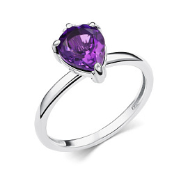 Кольцо один камень 01-5514.00АМ-00 серебро