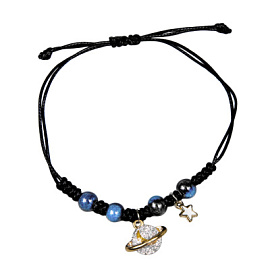 Браслет текстильный 0-5178-Y ювелирный сплав Планета