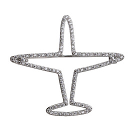 Брошь 3-0124-W ювелирный сплав самолёт