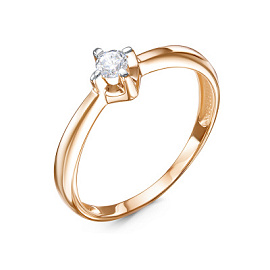 Кольцо один камень 1107964 золото