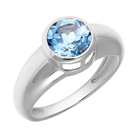 Кольцо один камень 1-1124 топ серебро