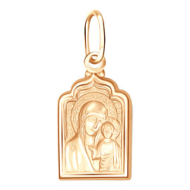 Подвеска религиозная христианская ладанка 20-0148 золото Казанская Божья Матерь