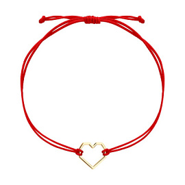 Браслет красная нить 051587 золото Сердце