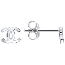 Серьги пусеты LLE608 серебро Шанель