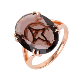 Кольцо один камень 2437 раух золото
