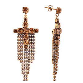 Серьги подвесные 152000925690 ювелирный сплав Крест